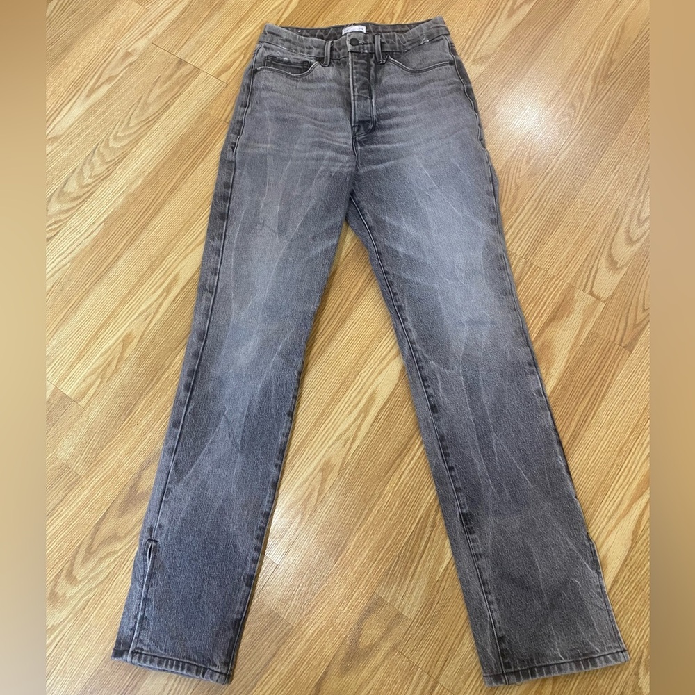 Good American Black acid wash black jeans size 27-4 EUC